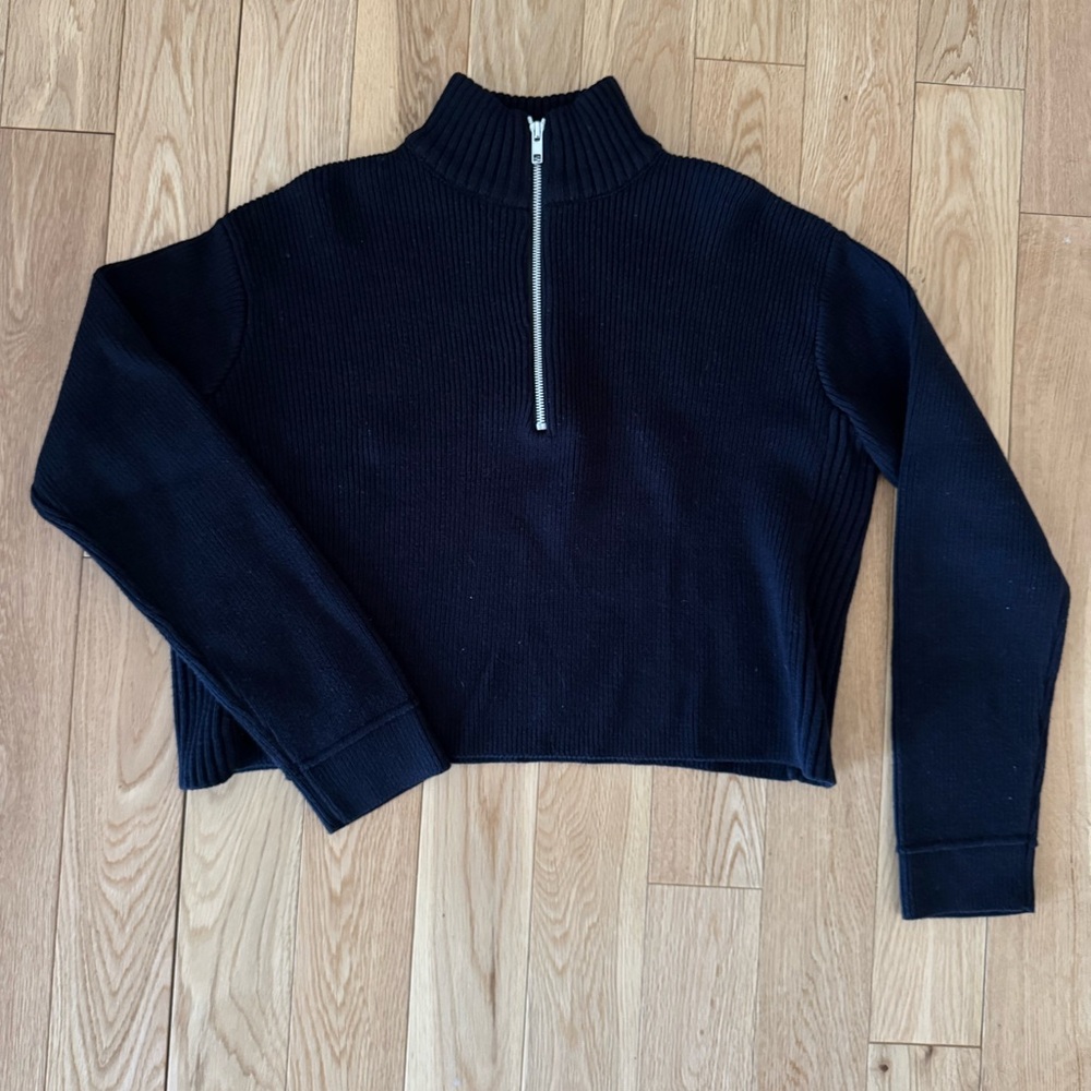Urban Outfitters cropped quarter zip black sweater